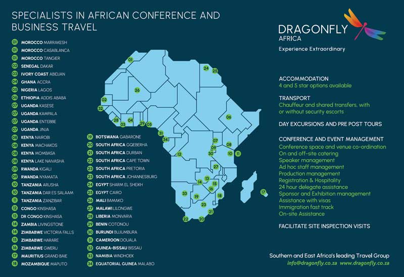Africa Incentive and leisure travel destination management MICE DMC - Dragonfly-Africa-Conference-Map-2025